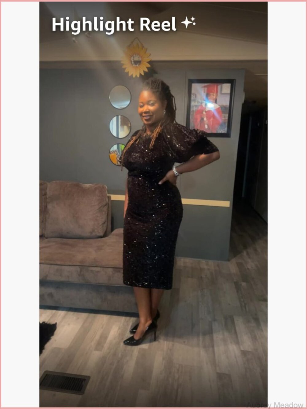 Sequin Off Shoulder Puff Sleeve Bodycon Midi Dress - Picture 7 of 7